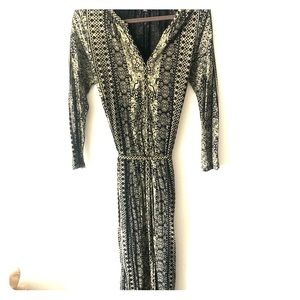 Stretchy long sleeved boho print dress